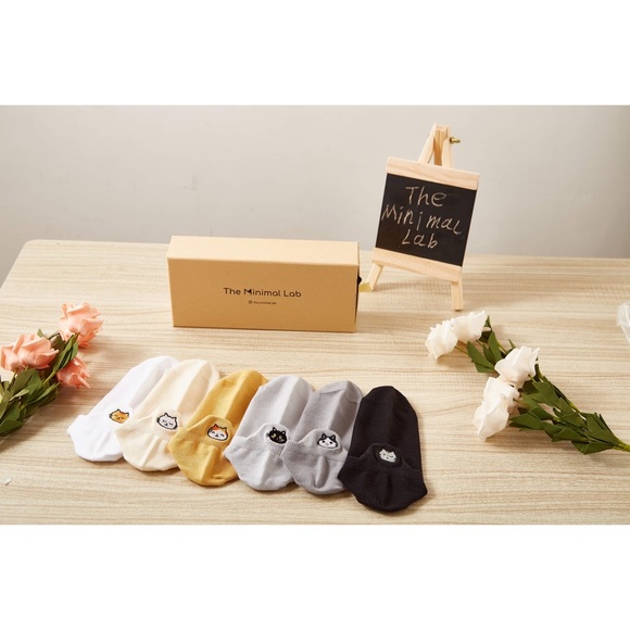 Cat Lover Gift Set Premium No Show High Ankle Cotton Socks Cute Cat Embroidery - Picture 12 of 12